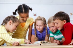 kids reading a book