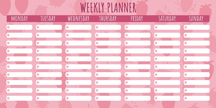 weekly planner to help organize your time