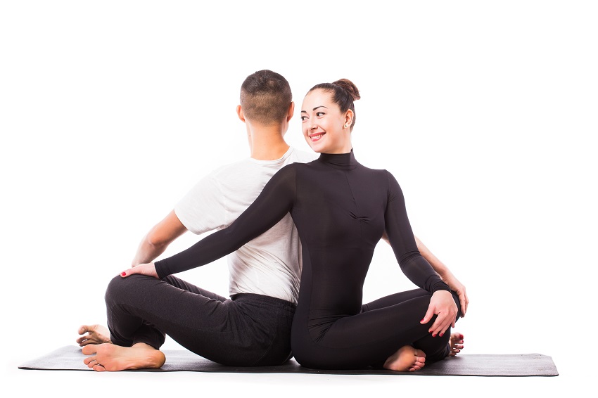hot couples yoga spinal twist
